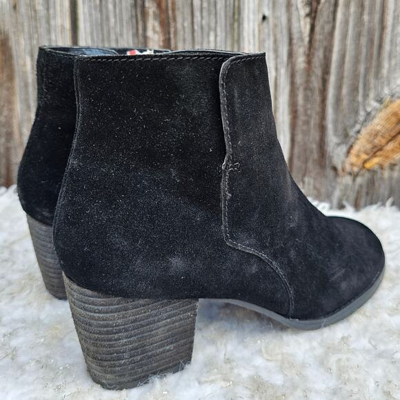 Black Ankle Booties J. JILL Size 8.5 Suede Leather Zip Heeled Boots Side Zip - Picture 6 of 13